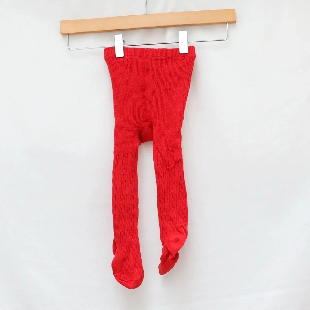 Baby Gap Set of 2 childrens tights red Christmas bear pink llama non-slip 12-24m
